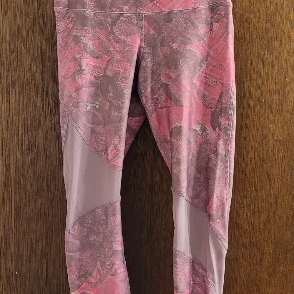Under Armour Heat Gear Women's Compression‎ Leggings Pants size MED Pink Gray